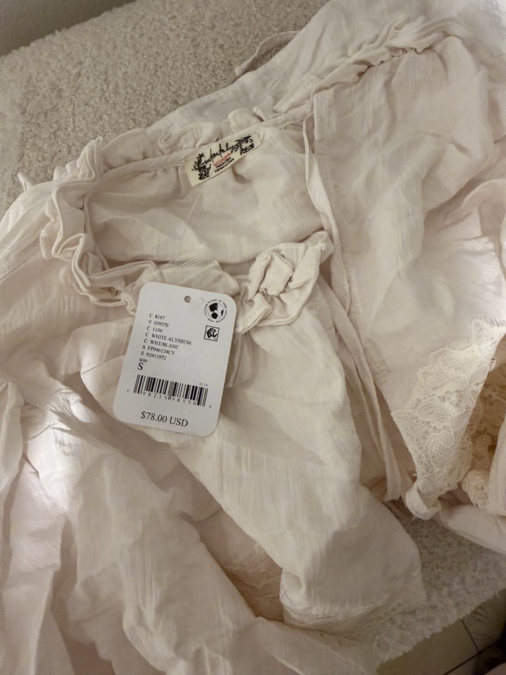 Free People Forever Young Bed Jacket – White – Size Small – NEW WITH TAGS - NWT - Picture 6 of 6